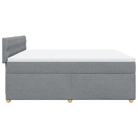 Sommier à lattes de lit avec matelas Gris clair 200x200cm Tissu