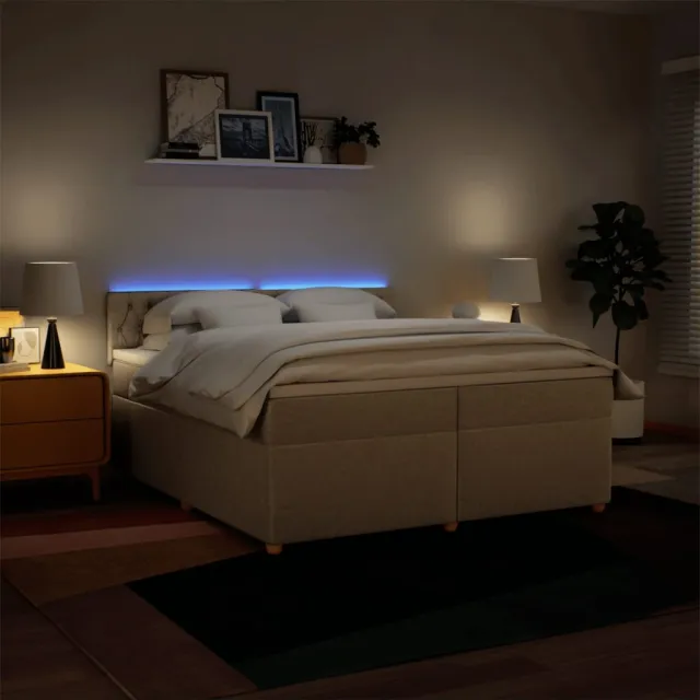 Sommier à lattes de lit avec matelas Crème 200x200 cm Tissu