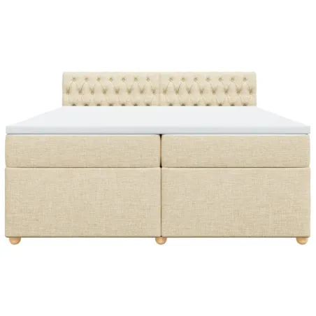 Sommier à lattes de lit avec matelas Crème 200x200 cm Tissu