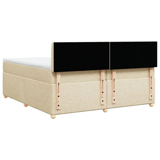 Sommier à lattes de lit avec matelas Crème 200x200 cm Tissu