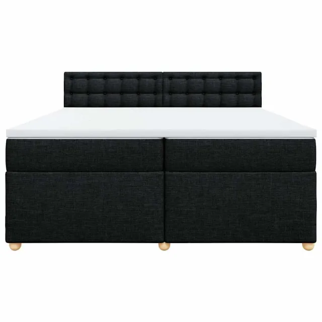 Sommier à lattes de lit avec matelas Noir 200x200 cm Tissu