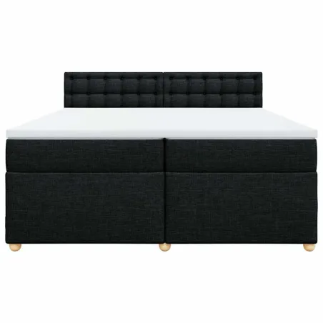 Sommier à lattes de lit avec matelas Noir 200x200 cm Tissu