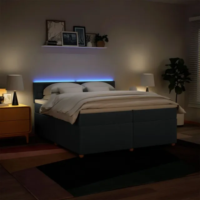 Sommier à lattes de lit avec matelas Bleu 200x200 cm Tissu