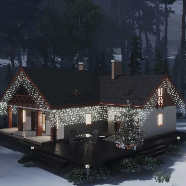 Rideau lumineux à glaçons LED 10m 400LED Blanc froid 8fonctions