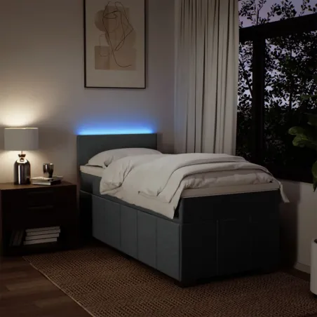 Sommier à lattes de lit avec matelas Gris foncé 80x200 cm Tissu