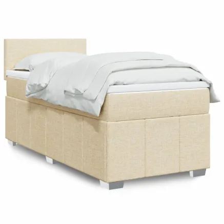 Sommier à lattes de lit avec matelas Crème 80x200 cm Tissu