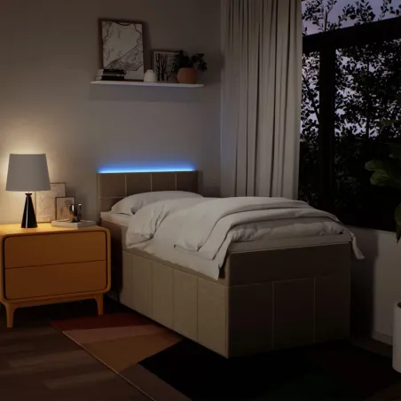 Sommier à lattes de lit avec matelas Crème 80x200 cm Tissu