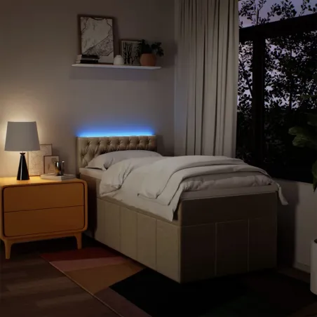 Sommier à lattes de lit avec matelas Crème 80x200 cm Tissu