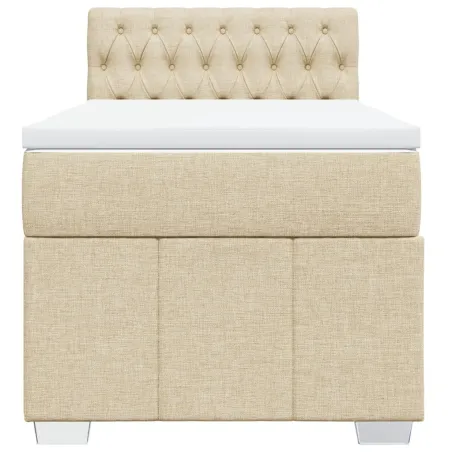 Sommier à lattes de lit avec matelas Crème 80x200 cm Tissu