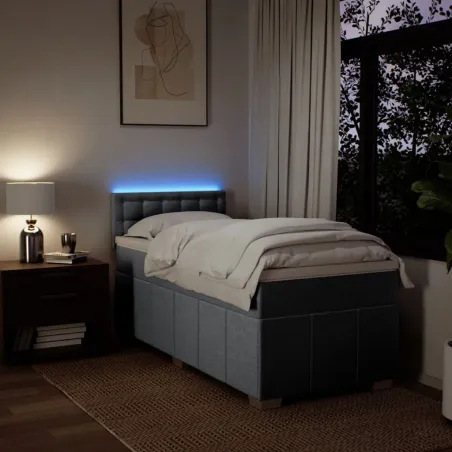 Sommier à lattes de lit avec matelas gris clair 80x200 cm tissu