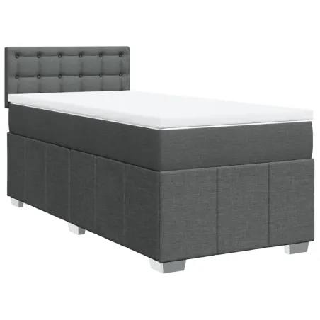 Sommier à lattes de lit avec matelas Gris foncé 80x200 cm Tissu