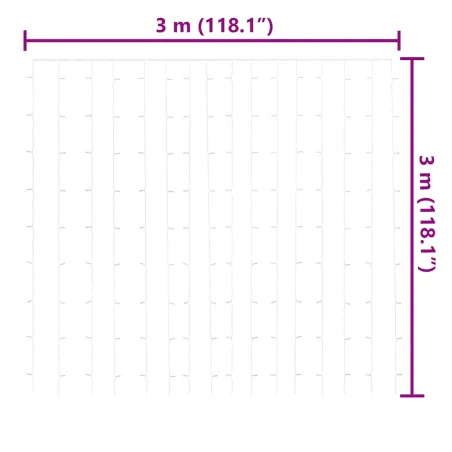Rideaux lumineux à LED 3x3 m 300 LED Blanc chaud 8 fonctions