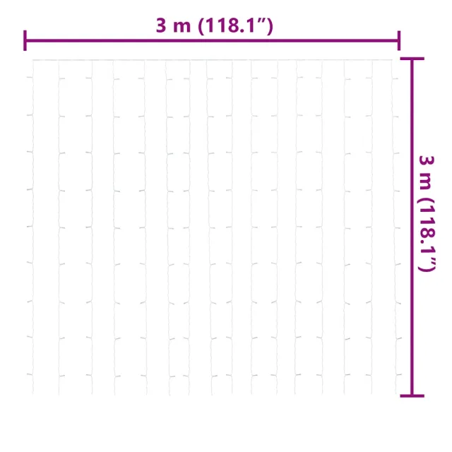 Rideaux lumineux à LED 3x3 m 300 LED Blanc froid 8 fonctions
