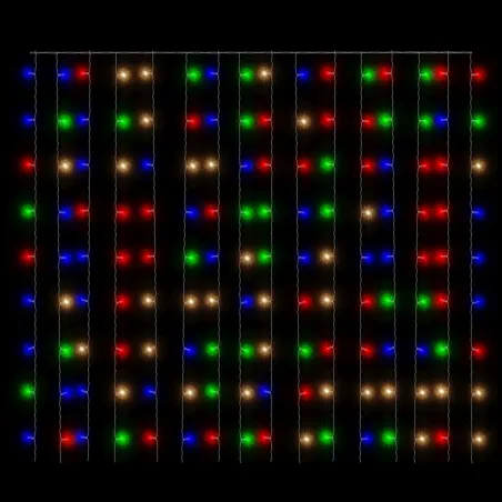 Rideaux lumineux à LED 3x3 m 300 LED Multicolore 8 fonctions