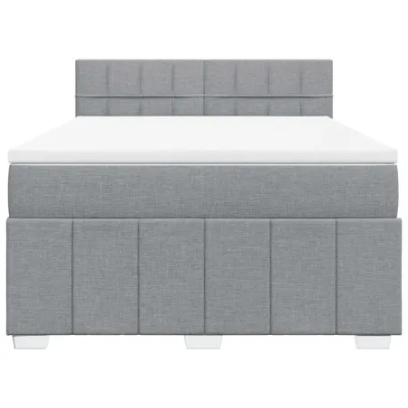 Sommier à lattes de lit avec matelas Gris clair 140x200cm Tissu