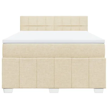 Sommier à lattes de lit avec matelas Crème 160x200 cm Tissu