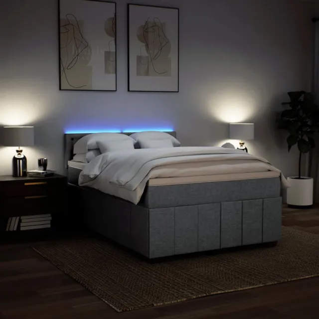 Sommier à lattes de lit avec matelas Gris clair 160x200cm Tissu