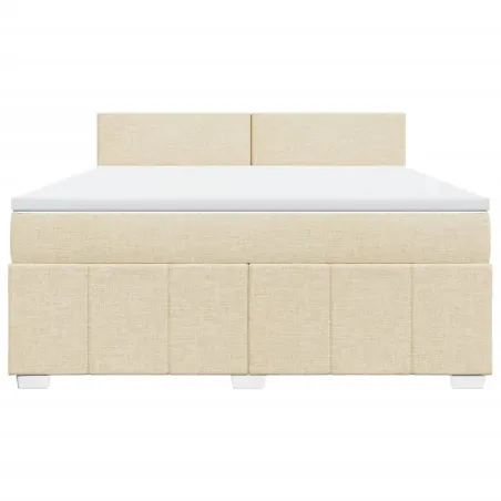 Sommier à lattes de lit avec matelas Crème 180x200 cm Tissu