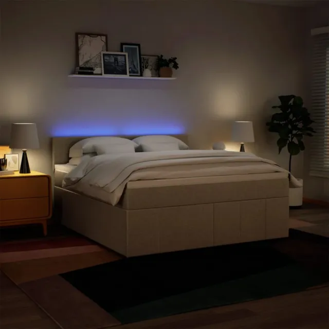 Sommier à lattes de lit avec matelas Crème 180x200 cm Tissu