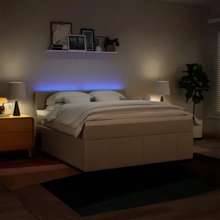 Sommier à lattes de lit avec matelas Crème 180x200 cm Tissu