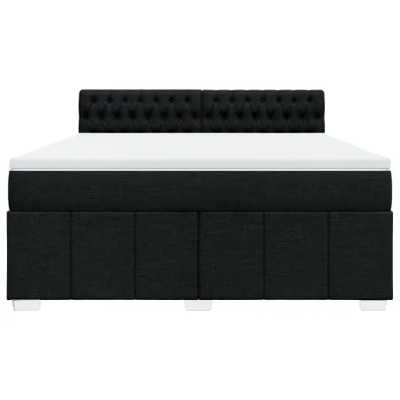 Sommier à lattes de lit avec matelas Noir 180x200 cm Tissu