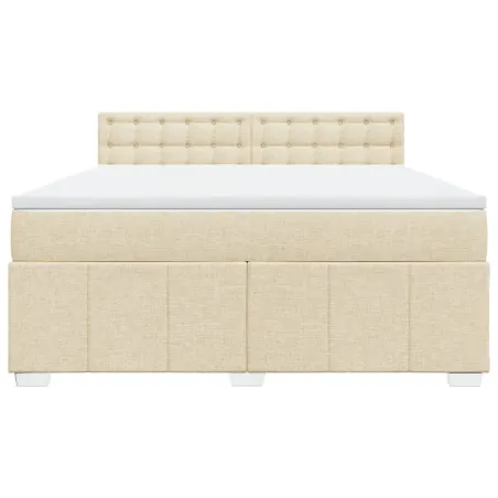 Sommier à lattes de lit avec matelas Crème 180x200 cm Tissu