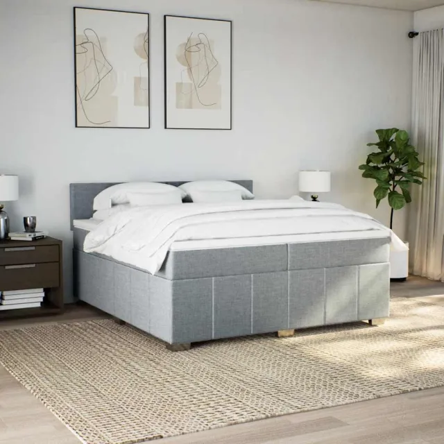 Sommier à lattes de lit avec matelas Gris clair 200x200cm Tissu