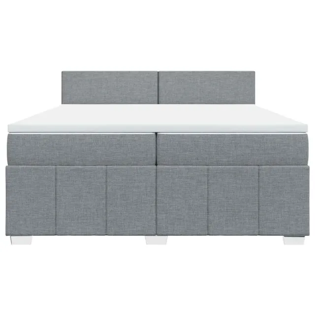 Sommier à lattes de lit avec matelas Gris clair 200x200cm Tissu