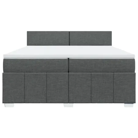 Sommier à lattes de lit avec matelas Gris foncé 200x200cm Tissu
