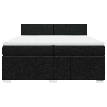 Sommier à lattes de lit avec matelas Noir 200x200 cm Tissu