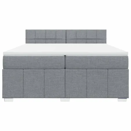 Sommier à lattes de lit avec matelas Gris clair 200x200cm Tissu