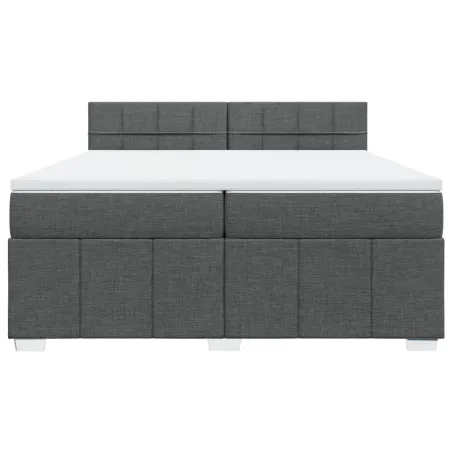 Sommier à lattes de lit avec matelas Gris foncé 200x200cm Tissu