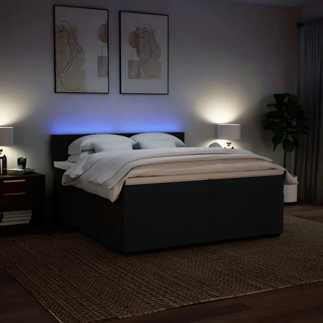 Sommier à lattes de lit avec matelas Noir 200x200 cm Tissu