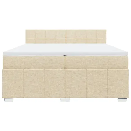 Sommier à lattes de lit avec matelas Crème 200x200 cm Tissu