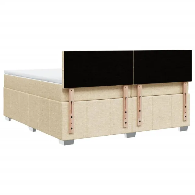 Sommier à lattes de lit avec matelas Crème 200x200 cm Tissu
