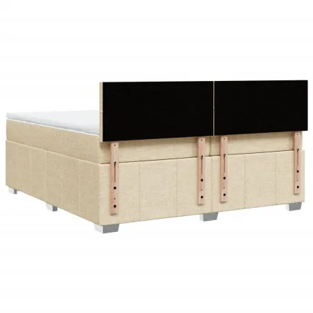 Sommier à lattes de lit avec matelas Crème 200x200 cm Tissu