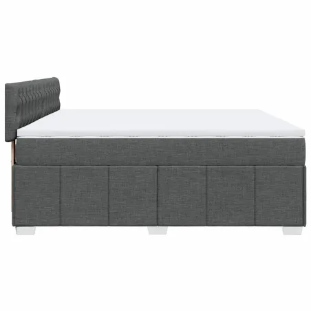Sommier à lattes de lit avec matelas Gris foncé 200x200cm Tissu