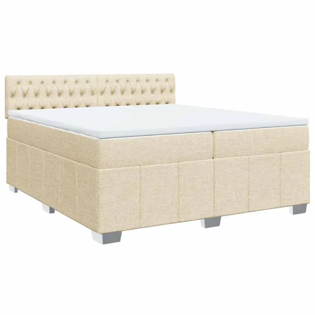 Sommier à lattes de lit avec matelas Crème 200x200 cm Tissu