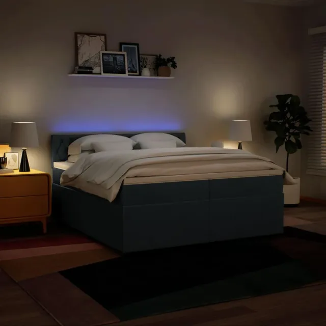 Sommier à lattes de lit avec matelas Bleu 200x200 cm Tissu