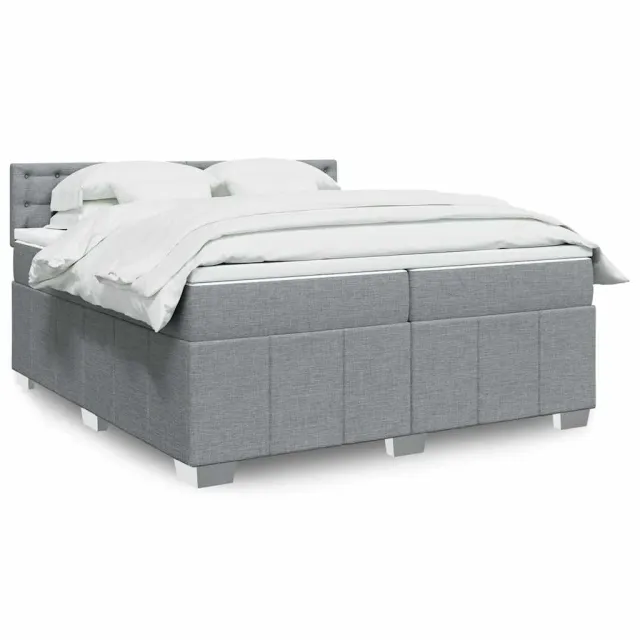 Sommier à lattes de lit avec matelas Gris clair 200x200cm Tissu