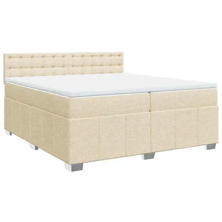 Sommier à lattes de lit avec matelas Crème 200x200 cm Tissu