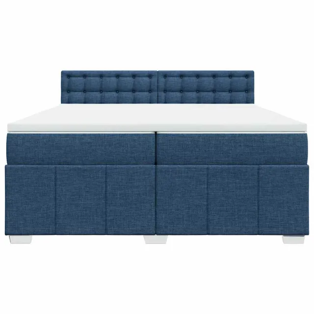 Sommier à lattes de lit avec matelas Bleu 200x200 cm Tissu