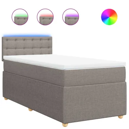 Sommier à lattes de lit avec matelas Taupe 90x190 cm Tissu 2