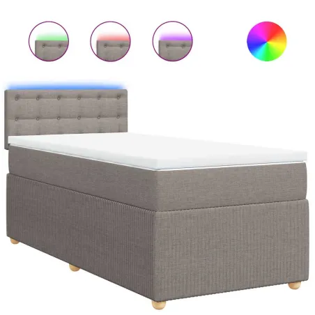 Sommier à lattes de lit avec matelas Taupe 90x190 cm Tissu