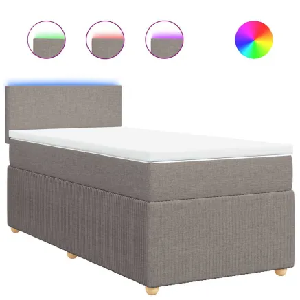 Sommier à lattes de lit avec matelas Taupe 90x200 cm Tissu 2