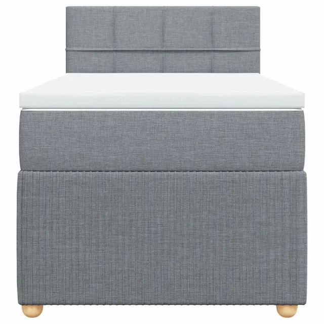 Sommier à lattes de lit avec matelas Gris clair 90x200 cm Tissu