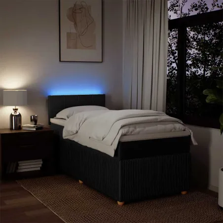 Sommier à lattes de lit avec matelas Noir 90x200 cm Tissu