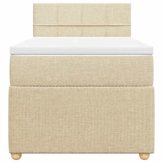 Sommier à lattes de lit avec matelas Crème 90x200 cm Tissu