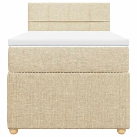 Sommier à lattes de lit avec matelas Crème 90x200 cm Tissu