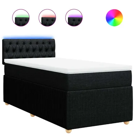 Sommier à lattes de lit avec matelas Noir 90x200 cm Tissu 2
